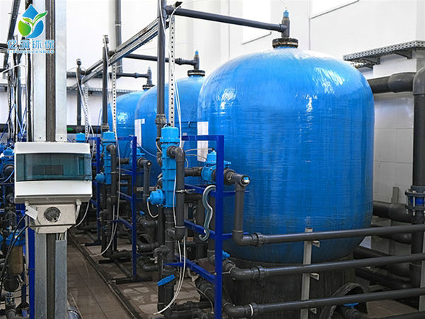 Blue water tanks and pipelines in sewage treatment facilities, industrial water plants